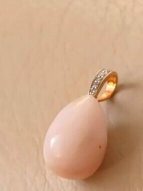 14k pink opal  diamond pendant